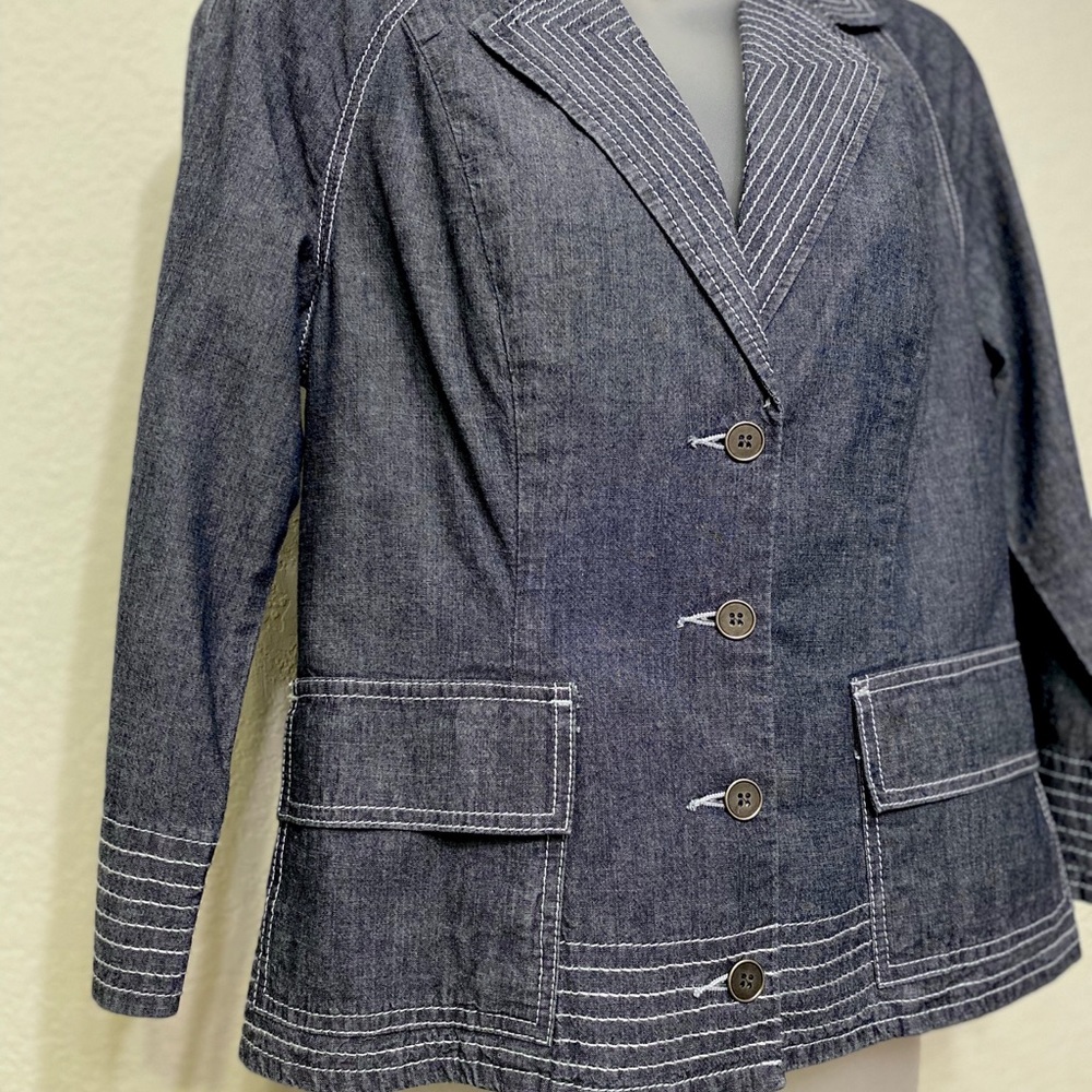 Chico’s Blue Denim Blazer Jacket Small - Picture 6 of 8